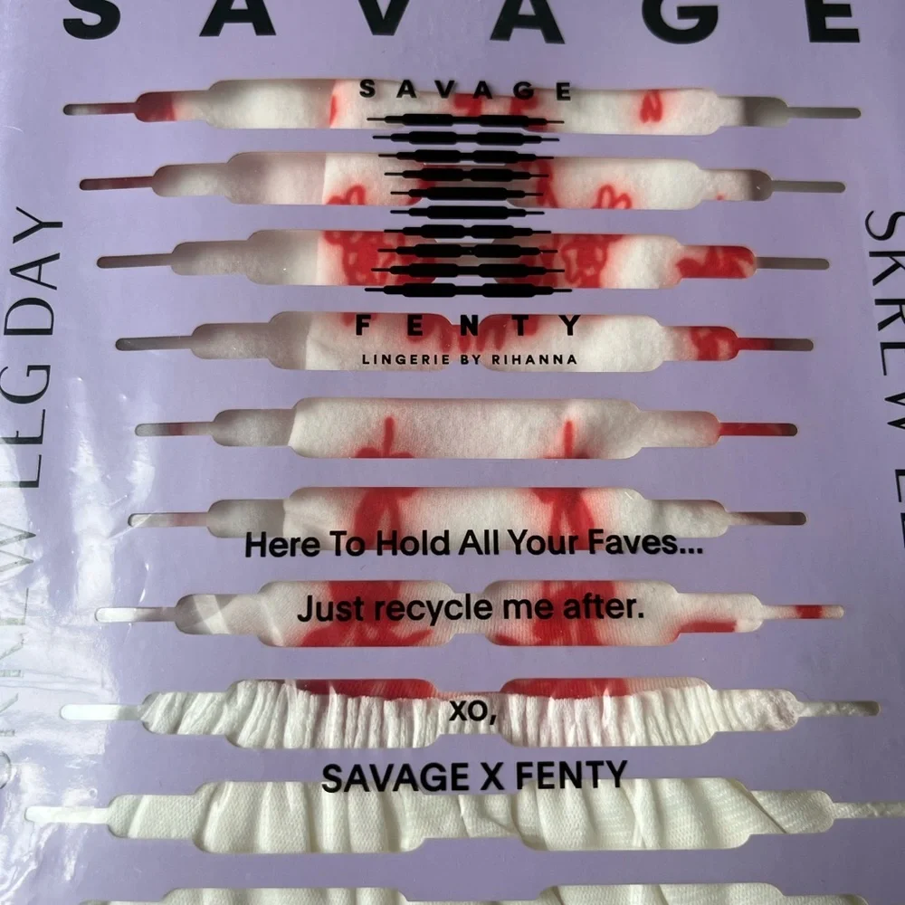 Savage X Fenty Roasted Red Fresh Ink Lined & Laced Stay-Up Stockings - Picture 10 of 13
